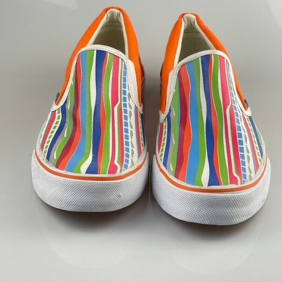 MAKAVELI BRANDED FLY BOY Shoes Multicolor Painted Stripe Canvas Slip-on Mens 13M - Picture 2 of 13
